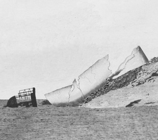 Artist rendition of the collapsed tower in 1836